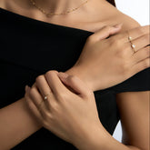 Moment 18K Shining Bead Pink Mother of Pearl Chain Ring